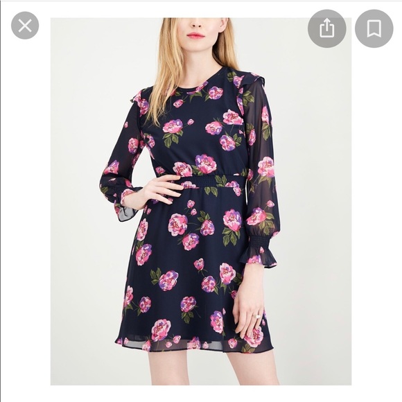 Maison Jules Longsleeve Navy Floral Dress XL - Picture 11 of 12